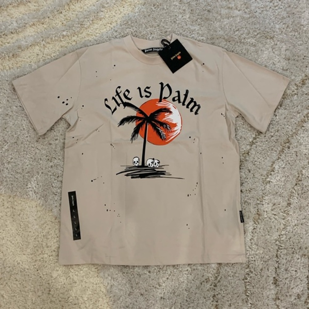 Palm Angels Life is Palm Apricot T-Shirt Mens Size Large